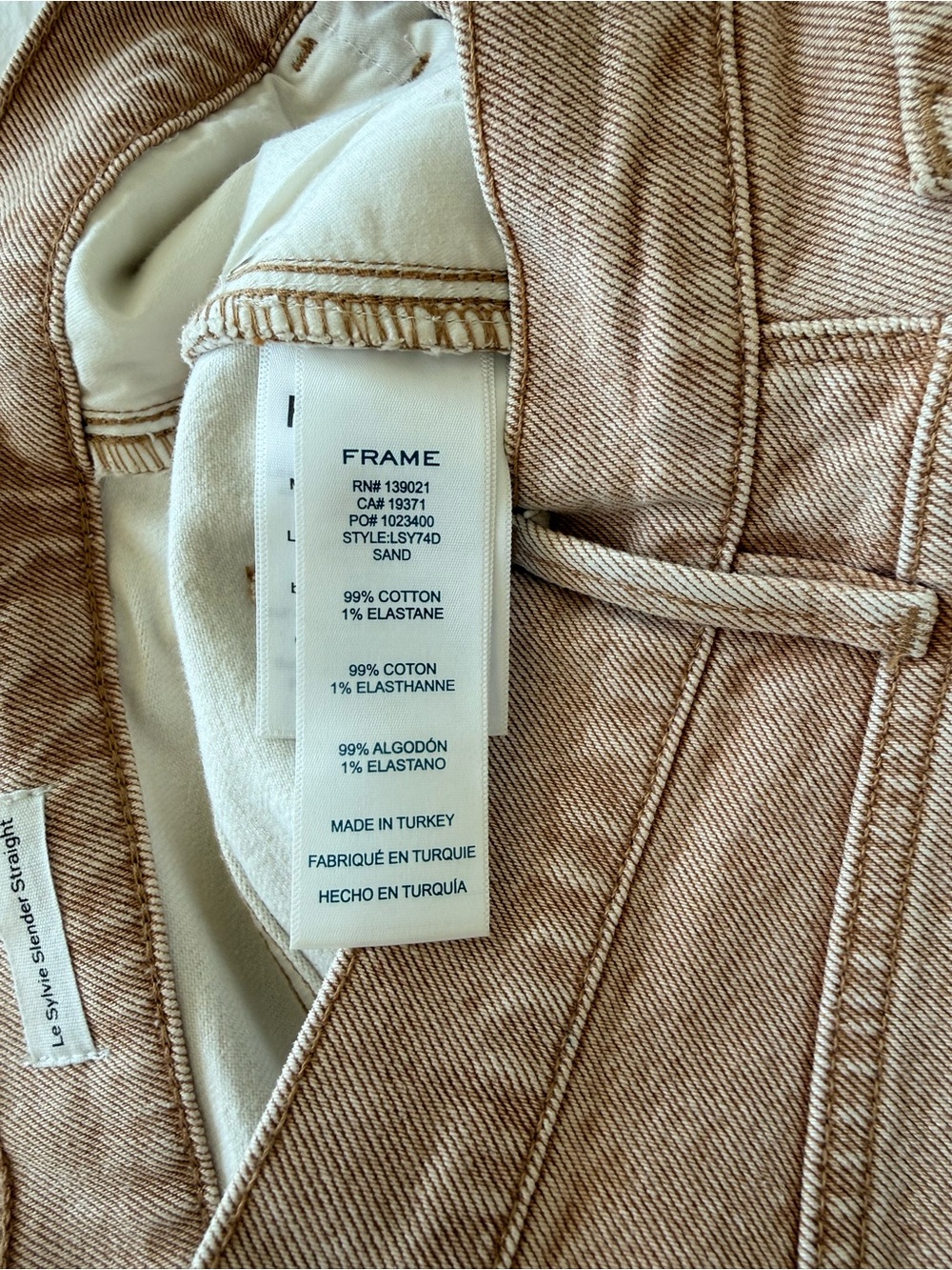 FRAME Le Sylvie Slender Straight High Rise Straight Leg Jeans Size 26 Sand Beige - Picture 4 of 8